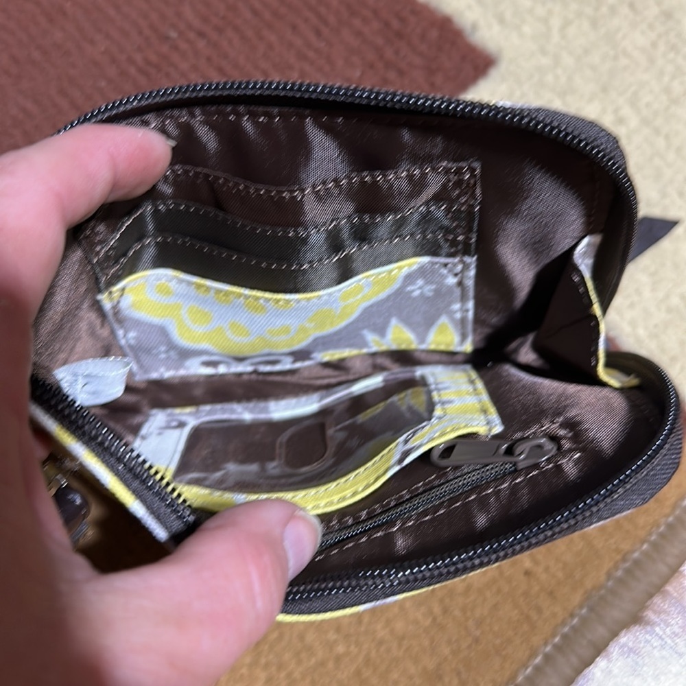 Thirty-One Yellow Gray Floral Zip Around Wristlet Wallet​​ - Picture 4 of 6